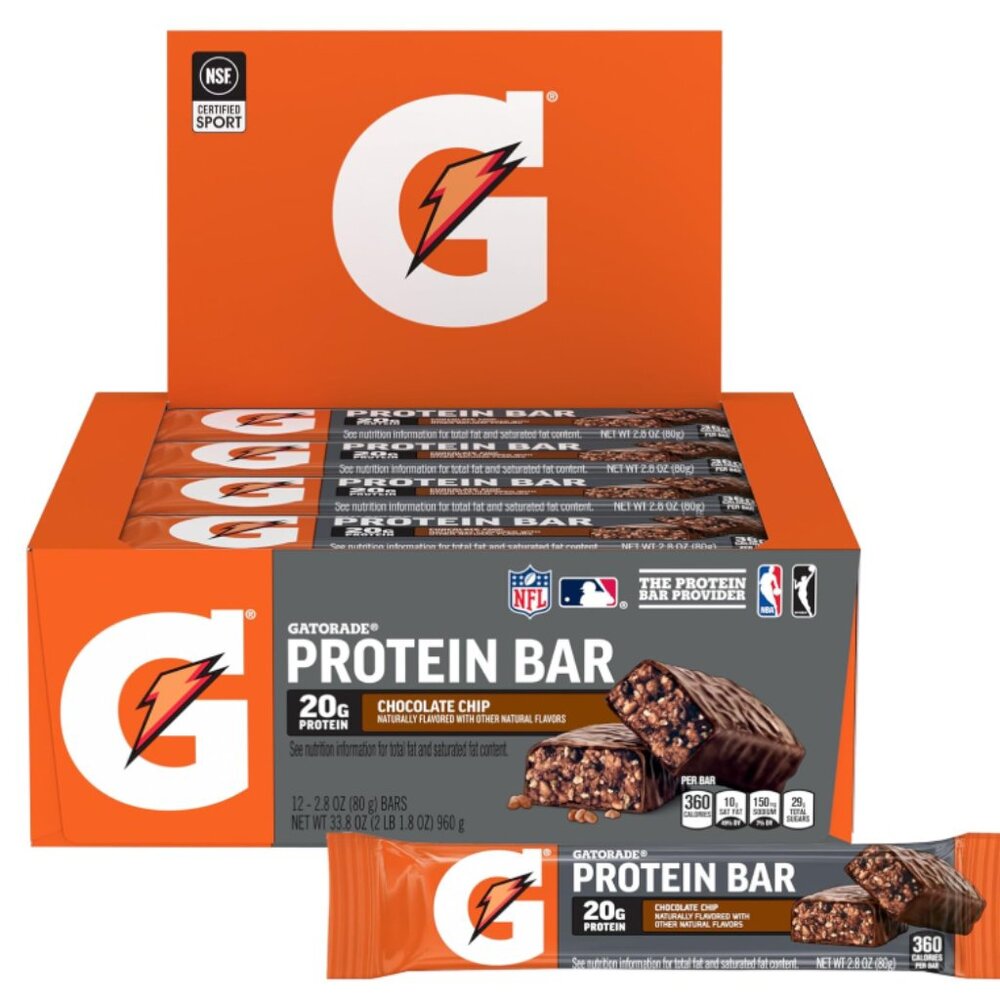 Gatorade Whey Protein Recover Bars, Chocolate Chip, 2.8 ounce